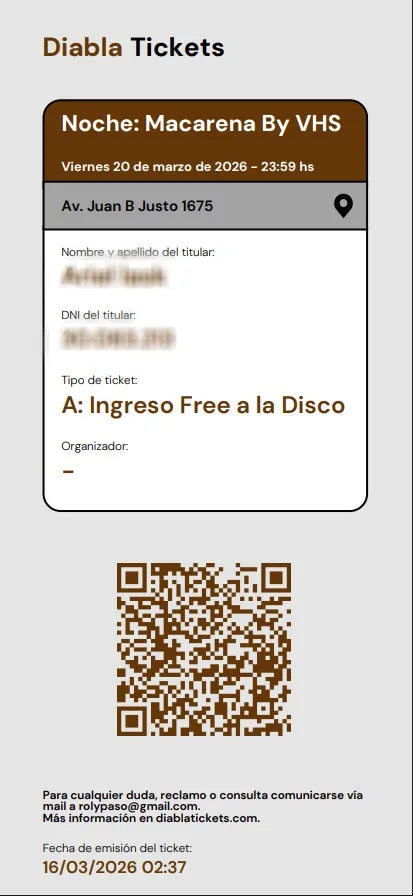 Entrada digital con código QR